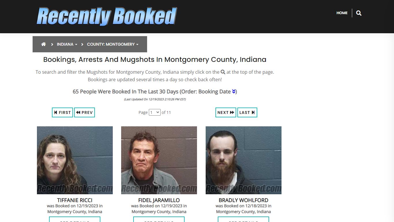 Bookings, Arrests and Mugshots in Montgomery County, Indiana